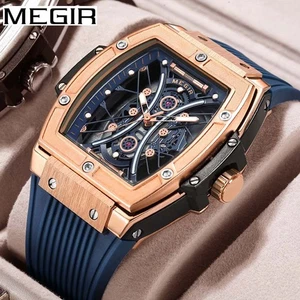 Reloj automático MEGIR para hombre correa de silicona esfera esqueleto relojes para hombre - Imagen 1 de 9