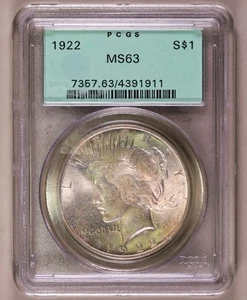 1922-P Peace Dollar PCGS MS63 OGH Green Holder Gen 3.1 Serial 911 9/11 Sept 11🚨 - Bild 1 von 24