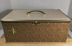 Vintage Princess Sewing Basket Box Mid Century Modern Starburst MCM /w THREAD! - Picture 1 of 12
