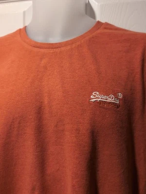 SuperDry Mens Cotton Vintage Style Tee Shirt Embroidered Logo Orange Men's LG - Image 1 of 4