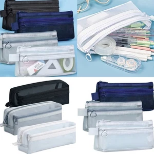 Big Capacity Pencil Case Pen Bag 2 Compartments Portable Marker Storage Pouches - Picture 1 of 15