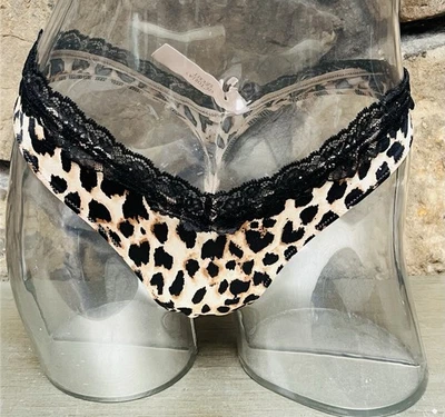 Victoria's Secret Satin & Lace High Leg THONG Panty Sz M CHEETAH PRINT NWT$18.95 - Image 1 of 2