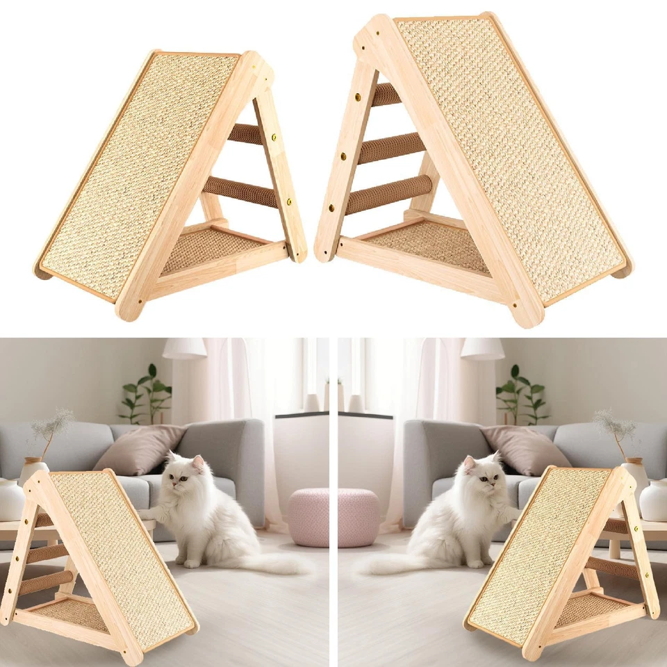 Wooden Cat Scratcher Cat Scratch Pad Cat Training Toy Space Saving Vertical Cat - Image 1 of 1