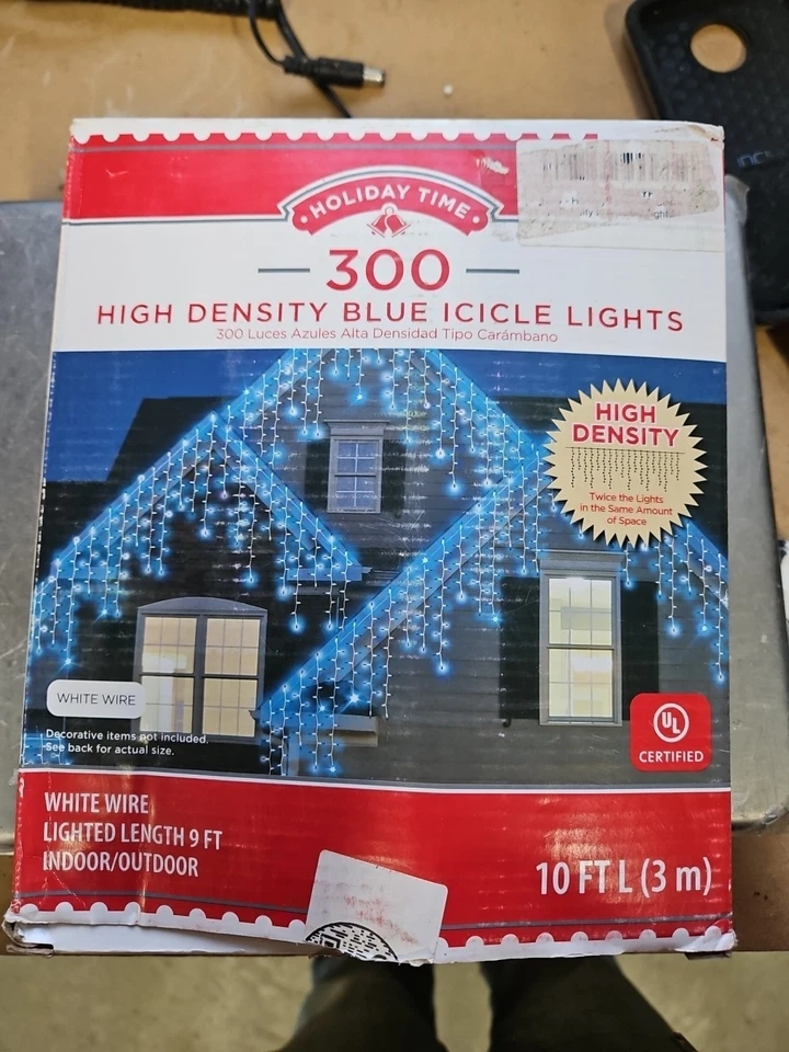 Holiday Time 300 High Density Icicle Christmas Lights Blue Indoor Outdoor  - Image 1 of 4