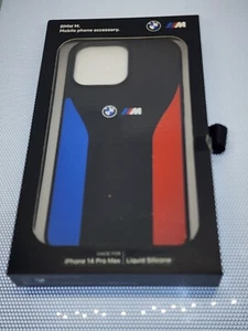 Handyhülle iPhone 14 Pro Max BMW M. Flüssigsilikon Tricolor mit LOGO CG Handy - Bild 1 von 4