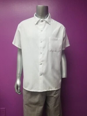 CAMISA BLANCA DE CHEF DE COCINERO MANGA CORTA: XS SM MED L XL 2X 3X 6X UNIFORME FRENTE A PRESIÓN Foto 1 de 4