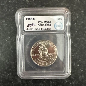 1989 D Austin Hutto Ms70 Congress 50c Congress RARE 2k Value - Picture 1 of 3