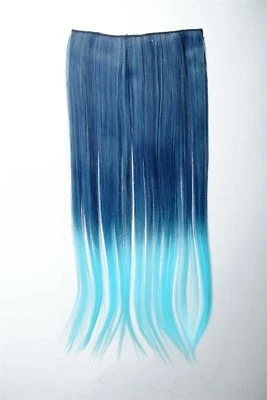 Extension Haarverlängerung Clip-In 5 Clip glatt zweifarbig Ombre Blau 60cm lang - Bild 1 von 3