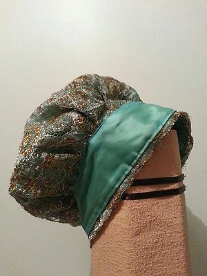 Robe de soirée/fête & Chapeau -VINTAGE 1960-FAIT MAIN - Satin&Laminé VOIR PHOTOS - Photo 1/4