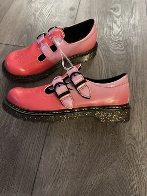 Dr. Martens Pink Glitter Mary Jane Shoes For Kids Size 5 - Image 1 of 4
