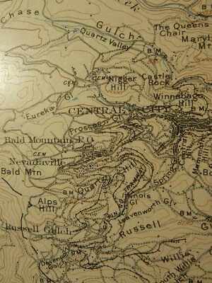Rare original 1905 USGS map of Central City, CO quadrangle - Image 1 of 4