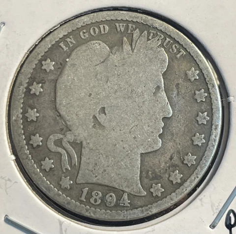 1894-P Barber Quarter - 90% Silver - Free Delivery - P18-28 Cover