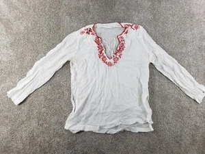 Escada Sport Womens Embroidered Peasant Top Long Sleeve Shirt 40 White - Picture 1 of 18