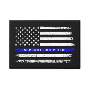 Support Our Police USA Flag First Responder Button Magnet, Rectangle (1 & 10 - Picture 1 of 10