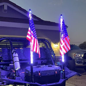 3ft RGB LED Spiral Whip Lights Antenna Chase App Remote for UTV ATV App Control; - Picture 1 of 10