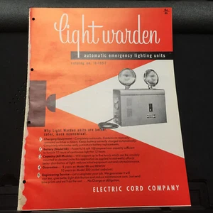 Vtg Electric Cord Co Brochure ~ Light Warden Emergency Exit Signs 1957 Catalog - Picture 1 of 3