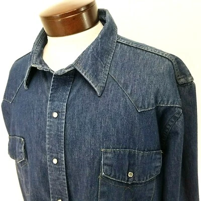Vtg 90s BIG MAC Western Denim Shirt Overshirt Pearl Snaps USA Men's 2XL EUC! * - Image 1 of 4