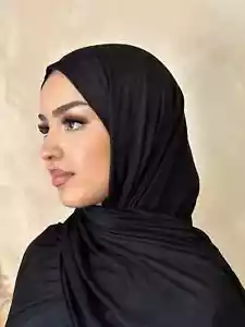 JERSEY BUFANDA Chal Envolvente Hijab Elástica Grande Lisa Lycra NEGRA, BLANCA, MARINA - Imagen 1 de 6