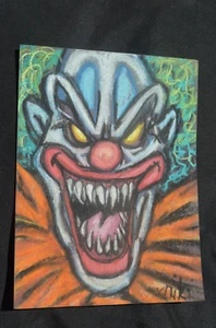Original Art Evil Clown Halloween Pastel Black Paper Nicole Swanbeck 9x12" - Picture 1 of 3