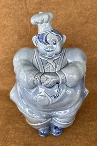 Vintage 1940s Red Wing USA Blue French Kitchen "Pierre the Chef" 11" Cookie Jar - Picture 1 of 24