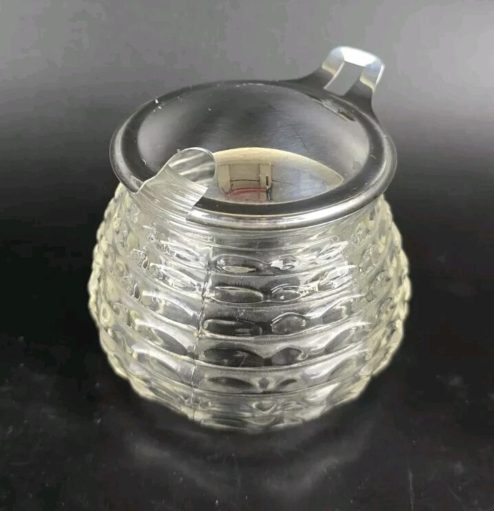 Vintage WMF Senftopf / Marmeladentopf - Glas / Chromargan - 1980er - Bild 1 von 2