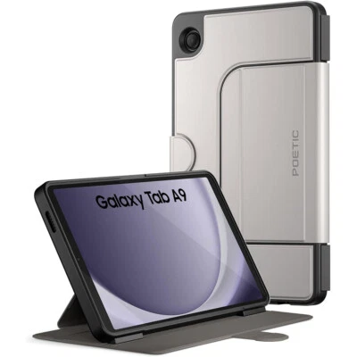 For Samsung Galaxy Tab A9 Case Poetic Magnetic Fidget Mount Folio Stand Gray - Image 1 of 4