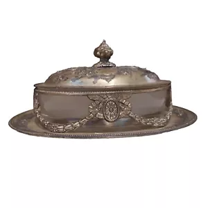 Corbell & Co England Antik Versilbert Butterdose Zucker Süßigkeiten Seife Schmuck - Bild 1 von 23