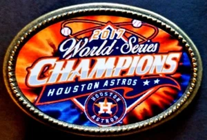 ASTROS HOUSTON ASTROS 2017 World Series Champions Epoxy Belt Buckle - NEW! - Picture 1 of 2