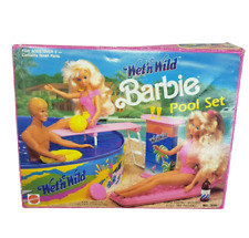 VINTAGE 1989 WET 'N WILD BARBIE POOL SET W/ FLOATING PINK RAFT # 7426 IN BOX