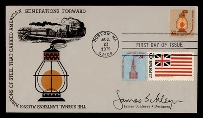 DR WHO 1979 FDC AMERICANA LAMP $5 JAMES SCHLEYER DESIGNER SIGNED COMBO M59931 - Image 1 of 2