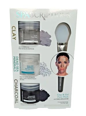 Máscaras faciais Spa Scriptions-Clay-Dead Sea Minerals & Charcoal Gel com aplicador - Imagem 1 de 2