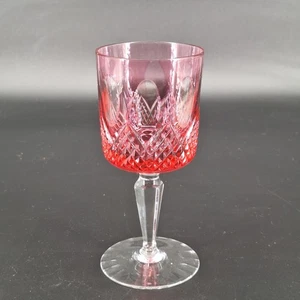 Geschliffenes Weinglas Stielglas Rubinrot Schliff zu klarem Diamant Punty 6,5" hoch - Bild 1 von 7