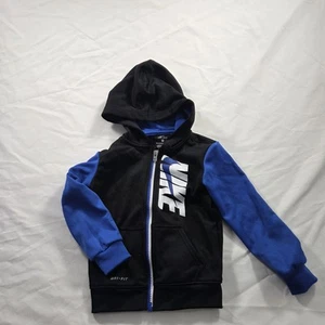 Nike Hoodie Jacket Youth 3T Black Blue Dri-Fit Full Zip Athletic Logo Toddler - Picture 1 of 18