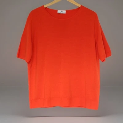Peter Hahn New Wool Short Sleeve Jumper Womens UK 20 Orange Top Round Neck - Image 1 of 4