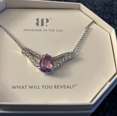 Collar Bomb Party Creado en Laboratorio Orquídea Púrpura Calcedonia Chapado en Rodio Foto 1 de 2