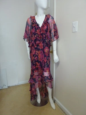 Johnny Was Luxee   Floral Printed  Silk Maxi Dress  Size:M  $435 NWT - Image 1 of 4
