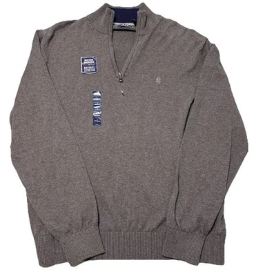Nuevo Pullover Izod Para Hombre 100% Algodón Cuarto Cremallera Gris Talla L/G Foto 1 de 4