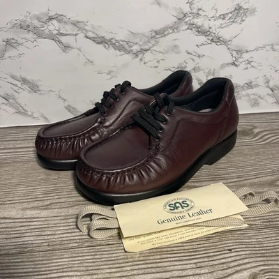 SAS Take Time Comfort Shoes Women’s 5.5 WW Extra Wide Antique Wine Red Leather - Image 1 of 4