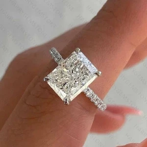 3.5CT Radiant EVS1 Lab Grown Diamond Solitaire Engagement Ring in 14K White Gold - Picture 1 of 11