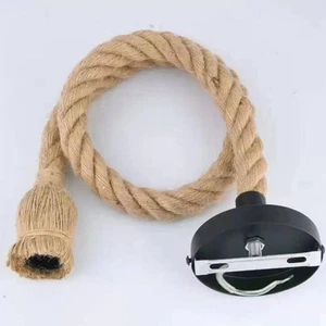 1M Vintage Hemp Rope Ceiling Hanging Lanyard E27 Holder Restaurant Decor - Picture 1 of 16