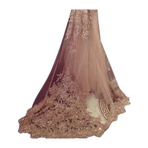 Cathedral Length Sequin Lace Wedding Bridal Veil for Bride Champagne - Picture 1 of 7