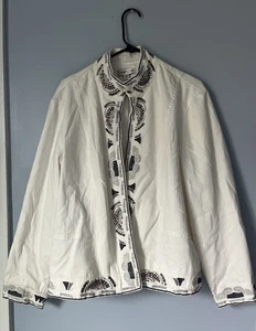 Coldwater Creek 2X Jeansjacke Übergröße weiß bestickt Baumwolle Stretch - Bild 1 von 8