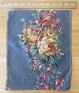 VINTAGE BLAU GEBLÜMT STOFFMUSTER 12,5X10 - Bild 1 von 2