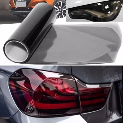 30cm x 200cm Light Smoke Black Tint Film Headlights Tail lights Car Vinyl Wrap - Image 1 of 4