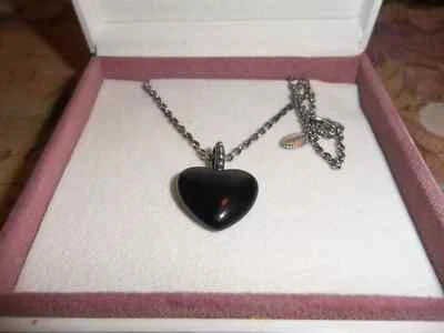 Genuine Pandora Silver Mi Amor Black Onyx Heart Necklace  - RARE — 第 1/3 张图片
