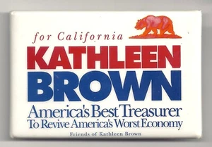 Kathleen Brown 1994 California local campaign pin button ~ Best TREASURER - Picture 1 of 2