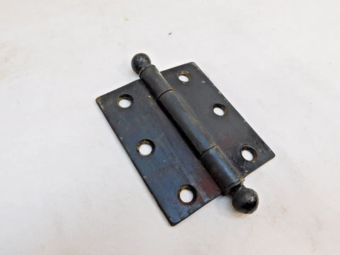 1890's Antique DOOR HINGES 3" x 3 1/2" Ball Top VICTORIAN Style Black ORNATE Cover