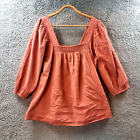 TARGET Womens Blouse Top Size 16 Terracotta Orange Textured 3/4 Sleeve