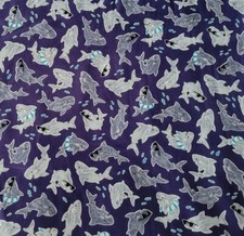 Cool Sharks Hangin' Pool-Side Light Cotton Duck Cloth - from Japan
