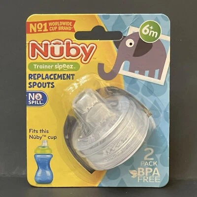 NUBY Trainer Sipeez Cup REPLACEMENT SPOUTS 2 Pack No-Spill Soft Silicone SEALED - Image 1 of 4